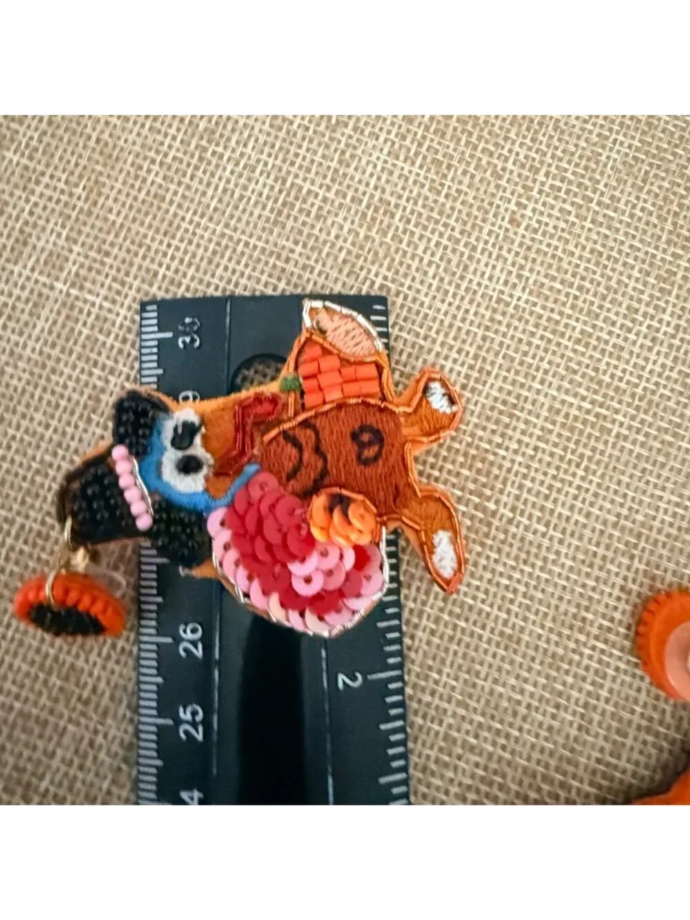Artisan Handmade Thanksgiving Turkey Earrings Seed Beaded Fall Statement Dangle
